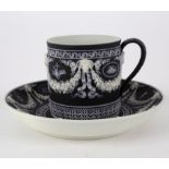 A Wedgwood Jasperware two-colour coffee can and saucer, circa 1800, impressed marks,