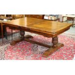 A large 17th Century style oak refectory table,