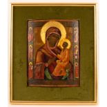 Russian School/The Mother of God of Tikhvin/the Eleousa/the child seated in a detached position