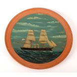 A terracotta plaque painted a Steam Clipper, G.