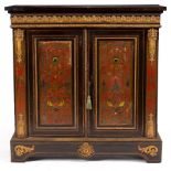 A 19th Century Boulle style tortoiseshell cabinet inlaid brass decoration,