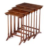 A nest of four mahogany tables with inlaid tops,