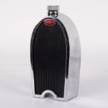 A Ruddspeed Bugatti radiator decanter with enamel radiator badges and black grille,