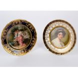 A Rosenthal cabinet plate painted a female portrait,