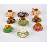 Nine Copeland demitasse cabinet cups and saucers (one damaged) CONDITION REPORT: