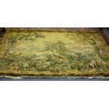 A 17th Century style Flemish tapestry of a Classical landscape with deer, pheasants, dogs, etc.