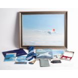 Concorde memorabilia, including/DAL Palmer/Concorde in Flight/oil on board, 44.