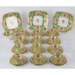 A Coalport green ground part tea service, circa 1900,