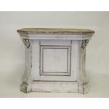 A 19th Century painted pine pedestal with fluted columns and scroll capitals to the sides,