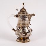 A Continental silver and rock crystal ewer, import marks for BCT London 1925,