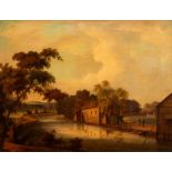 19th Century Continental School/The Water Mill/oil on board,