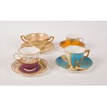 Four Royal Worcester cabinet cups and saucers,