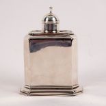 A Queen Anne style silver tea caddy, George Unite, London 1891, of typical form with sliding cover,