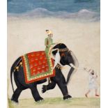 Mughal School/Elephant and Rider/gouache highlighted in gilt, 21.5cm x 18.