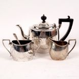 A bachelor's three-piece silver tea set, the teapot London 1893,