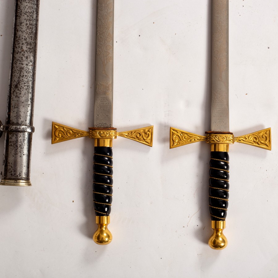 A ceremonial dress sword with pierced brass hilt and shagreen handle, the brass sheath for the same, - Image 2 of 3