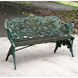 A Coalbrookdale cast iron fern pattern garden chair with slatted seat,