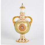 A Coalport two-handled jewelled vase,