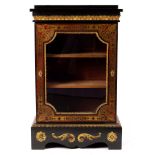 A 19th Century gilt metal mounted and ebonised Boulle pier cabinet, enclosed by a glazed door,