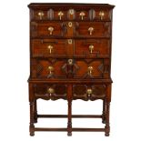 An 18th Century oak chest of three long and three short drawers, possibly Dutch,