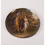 A Vienna style plate, circa 1900, painted with a scene titled 'Venus u.