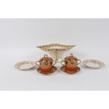 A pair of Chamberlains Worcester chocolate cups, covers and stands,