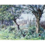 Mabel Frances Wickham (British 1902-1992)/A Village Seen Through Trees/watercolour, 29.25cm x 36.