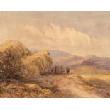 Attributed to David Cox/Riders in a Rocky Landscape/watercolour, 32.5cm x 25.