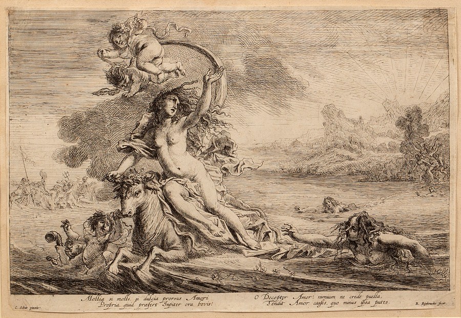 Rombout Eynhoudts (Dutch 1613-1679/80) after Cornelis Schut/The Rape of Europa/etching, 25cm x 36.