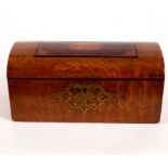 An Edwardian satin walnut jewellery box, inlaid an oval batswing patera with fitted interior,