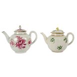 Two Worcester porcelain teapots and covers, circa 1770,