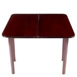 An early 19th Century mahogany tea table with plain frieze, on square taper legs,