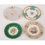 Four English porcelain plates, mid to late 19th Century,