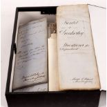 A loose leaf file box containing a quantity of ephemera including contracts of sale, letters,