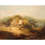 19th Century English School/Landscape with House/oil on panel, 32.5cm x 42.