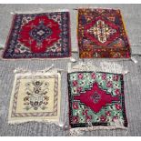 A collection of small rugs comprising, a West Persian example with madder field,