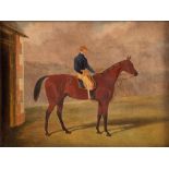 Follower of J F Herring/'Archibald' Racehorse with Jockey Up/oil on canvas,