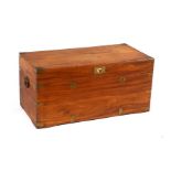 A camphor wood chest, brass bound,