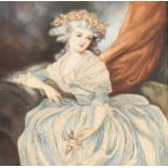 A silk needlework portrait of a young lady, 13.5cm x 48cm/Provenance: Frost & Reed Ltd. No.