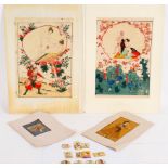 An Indian miniature depicting bathers, 10cm x 8cm, another of a gentleman,