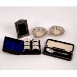 A set of six silver napkin rings, THH, Birmingham 1914, initialled RM,
