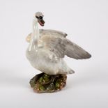 A Meissen model of a swan, circa 1880, blue crossed swords, incised 2213,