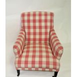 A Howard type armchair on square tapering front legs with ceramic castors CONDITION