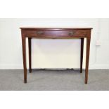 A 19th Century inlaid side table with single drawer on square tapering legs,