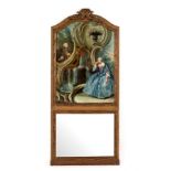 A Louis XVI style giltwood Trumeau mirror,