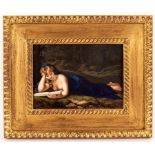 W Corden after Corregio 'A Magdalene', porcelain plaque, 14cm x 19cm,