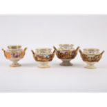 Three English porcelain two-handled pot pourri vases, circa 1815,
