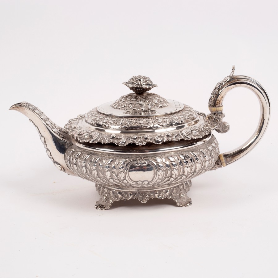 A George IV silver teapot, Emes & Barnard, London 1824,