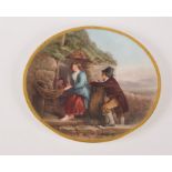 A 19th Century Aynsley cabinet plate painted 'Making Nets' after FW Topham, signed J Rouse,