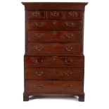 An 18th Century mahogany tallboy chest with arrangement of three short and six long drawers flanked